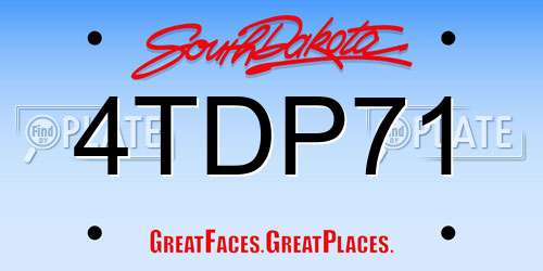 4TDP71 South Dakota License Plate