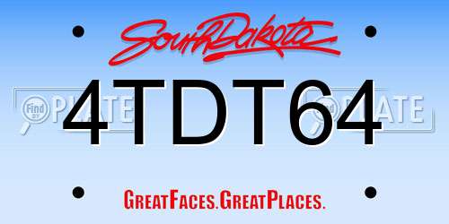 4TDT64 South Dakota License Plate