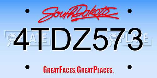4TDZ573 South Dakota License Plate