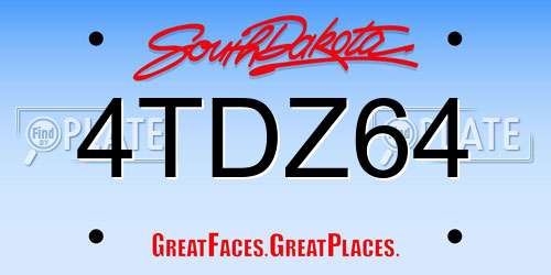 4TDZ64 South Dakota License Plate