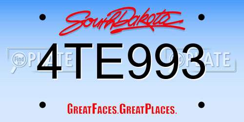 4TE993 South Dakota License Plate