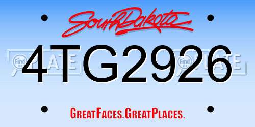 4TG2926 South Dakota License Plate