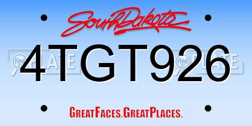4TGT926 South Dakota License Plate