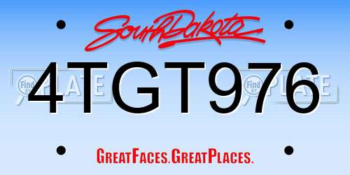 4TGT976 South Dakota License Plate
