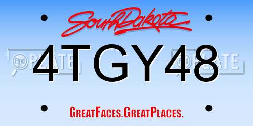 4TGY48 South Dakota License Plate