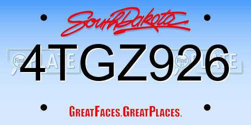 4TGZ926 South Dakota License Plate
