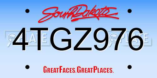 4TGZ976 South Dakota License Plate