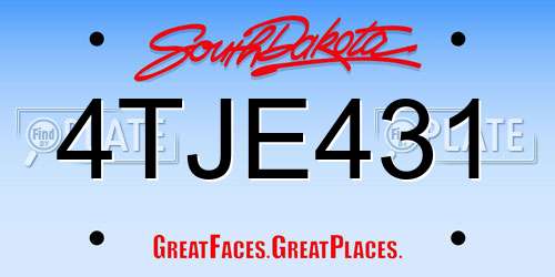 4TJE431 South Dakota License Plate