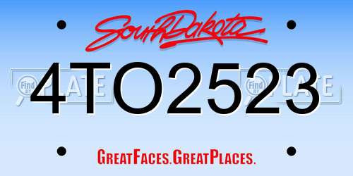 4TO2523 South Dakota License Plate
