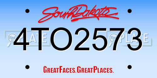 4TO2573 South Dakota License Plate