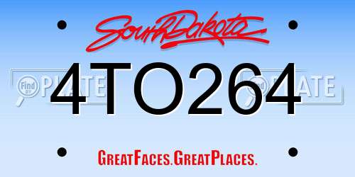 4TO264 South Dakota License Plate