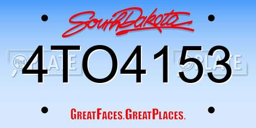 4TO4153 South Dakota License Plate