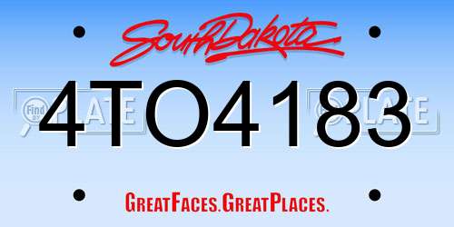 4TO4183 South Dakota License Plate
