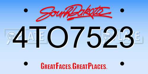 4TO7523 South Dakota License Plate