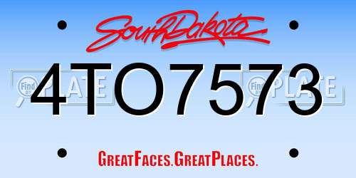 4TO7573 South Dakota License Plate