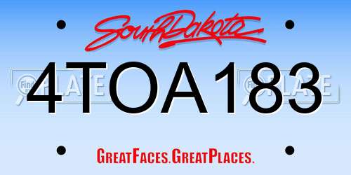 4TOA183 South Dakota License Plate