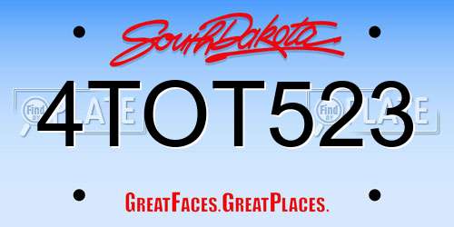 4TOT523 South Dakota License Plate
