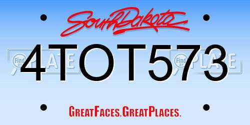 4TOT573 South Dakota License Plate