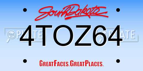 4TOZ64 South Dakota License Plate