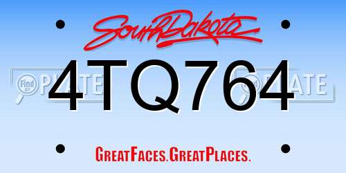 4TQ764 South Dakota License Plate