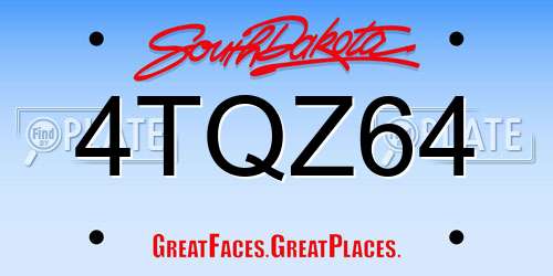 4TQZ64 South Dakota License Plate