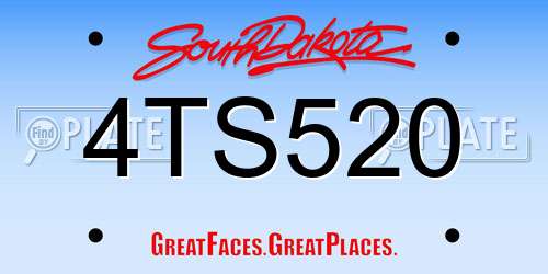 4TS520 South Dakota License Plate