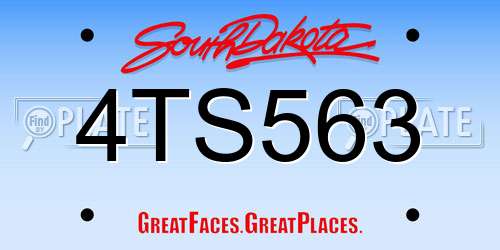 4TS563 South Dakota License Plate