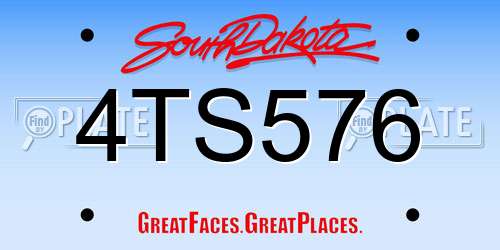 4TS576 South Dakota License Plate