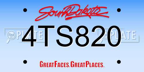 4TS820 South Dakota License Plate