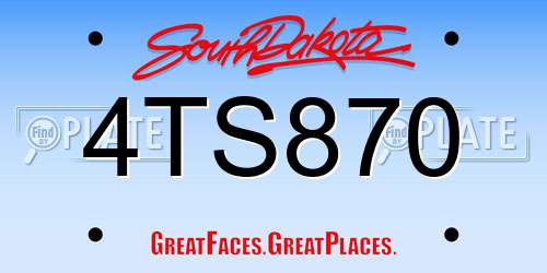 4TS870 South Dakota License Plate