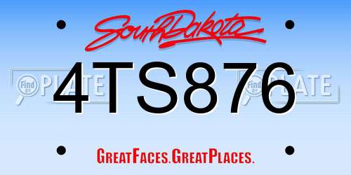 4TS876 South Dakota License Plate