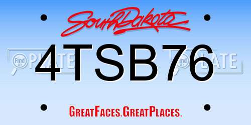 4TSB76 South Dakota License Plate