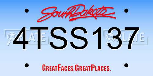 4TSS137 South Dakota License Plate
