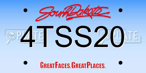 4TSS20 South Dakota License Plate