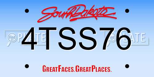 4TSS76 South Dakota License Plate