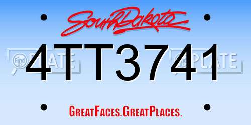 4TT3741 South Dakota License Plate