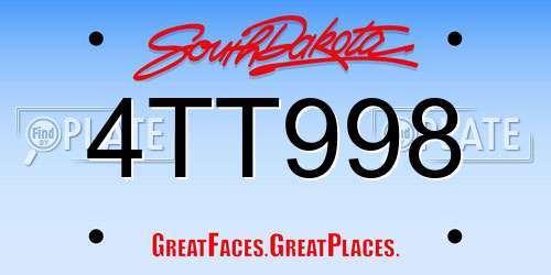 4TT998 South Dakota License Plate