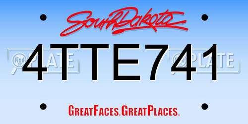 4TTE741 South Dakota License Plate