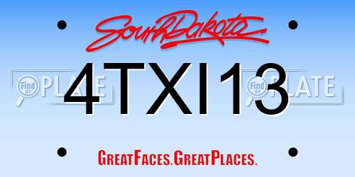 4TXI13 South Dakota License Plate