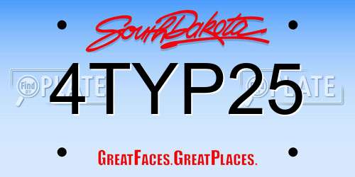 4TYP25 South Dakota License Plate
