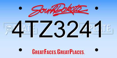 4TZ3241 South Dakota License Plate