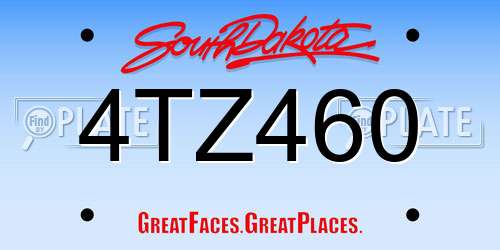 4TZ460 South Dakota License Plate