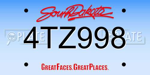 4TZ998 South Dakota License Plate