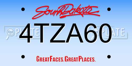 4TZA60 South Dakota License Plate