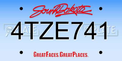4TZE741 South Dakota License Plate