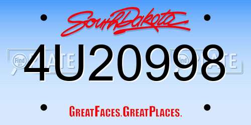 4U20998 South Dakota License Plate