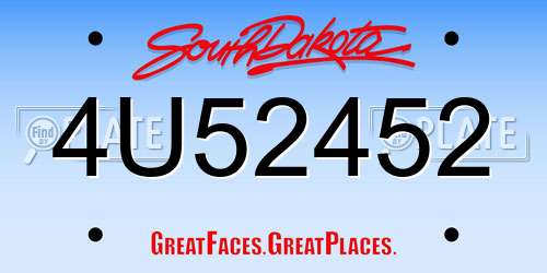 4U52452 South Dakota License Plate
