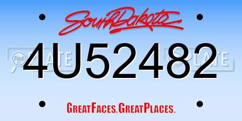 4U52482 South Dakota License Plate