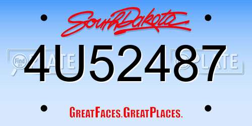 4U52487 South Dakota License Plate