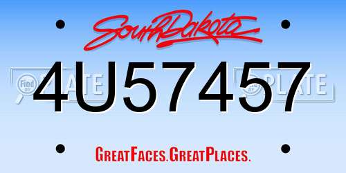 4U57457 South Dakota License Plate